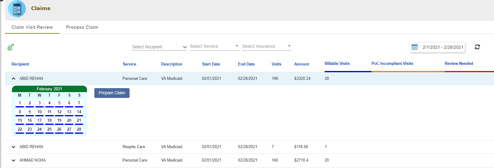 screenshot of EVV Plus